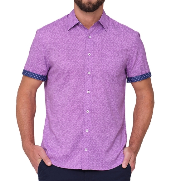 SOLD - Nick Graham Performance Stretch Sport Short Sleeve Woven Shirt - Picture 2 of 8